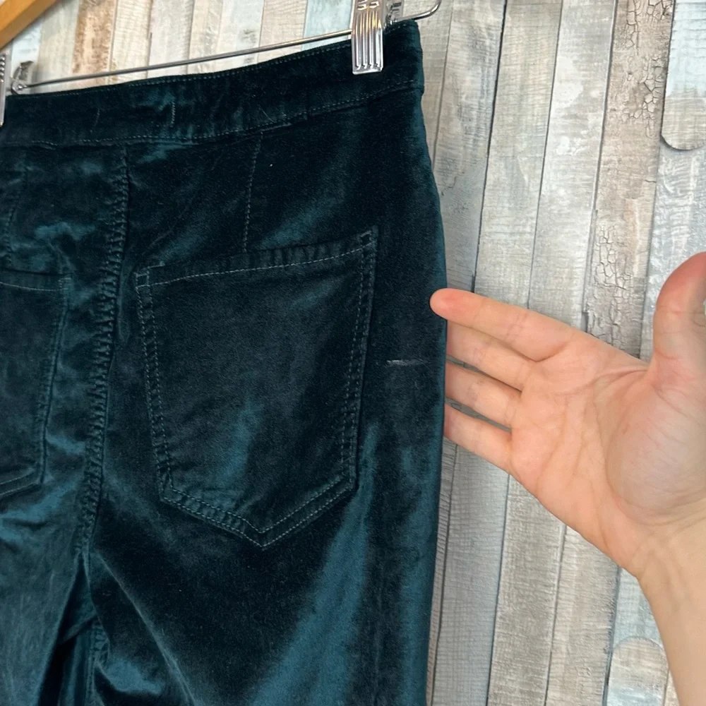Free‎ People 26 Green Velvet High Waist Sweet Jane Jeans Pants Slim Skinny Retro